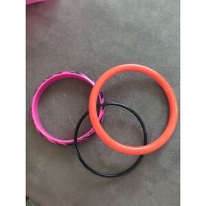 Set Of 3 Bracelets With Neon 80s Themed Colors And Zebra Pattern‎